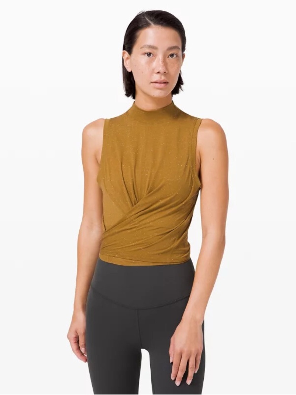 Lululemon Women’s Size 8 Spiced Bronze/White Time To Restore Mock Neck Tank NWOT